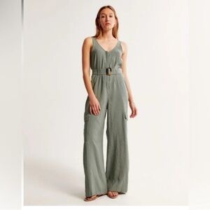 Abercrombie Draped Utility Jumpsuit OLIVE S PETITE